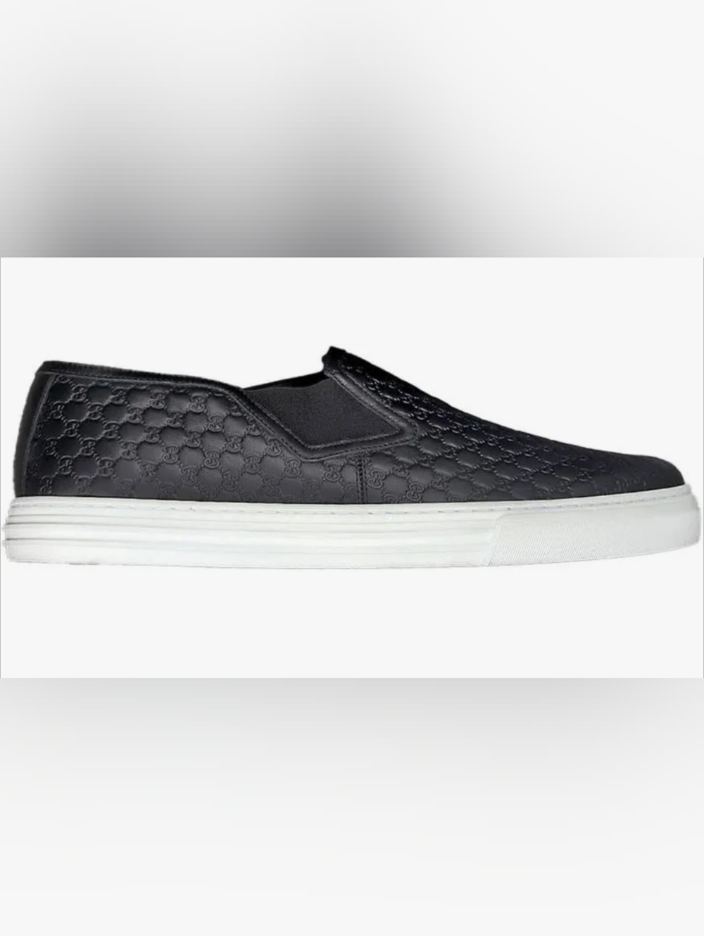 Gucci Black Embossed Leather Slip-On Sneakers 8.5